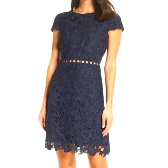 Sam Edelman Cap Sleeve Lace Sheath Dress Navy Sam Edelman Cap Sleeve Lace Sheath Dress Navy